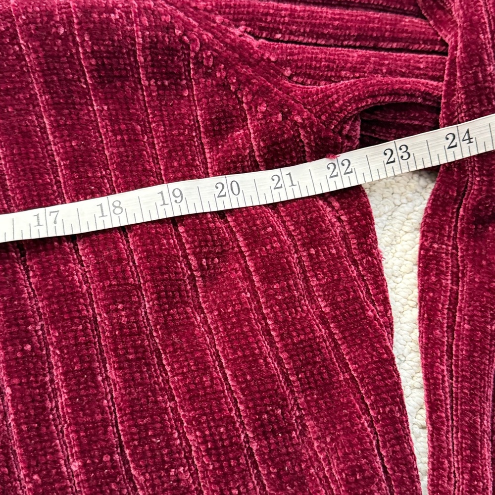 Matty M Burgundy Red Chenille Boyfreind Long Cardigan - Picture 8 of 9